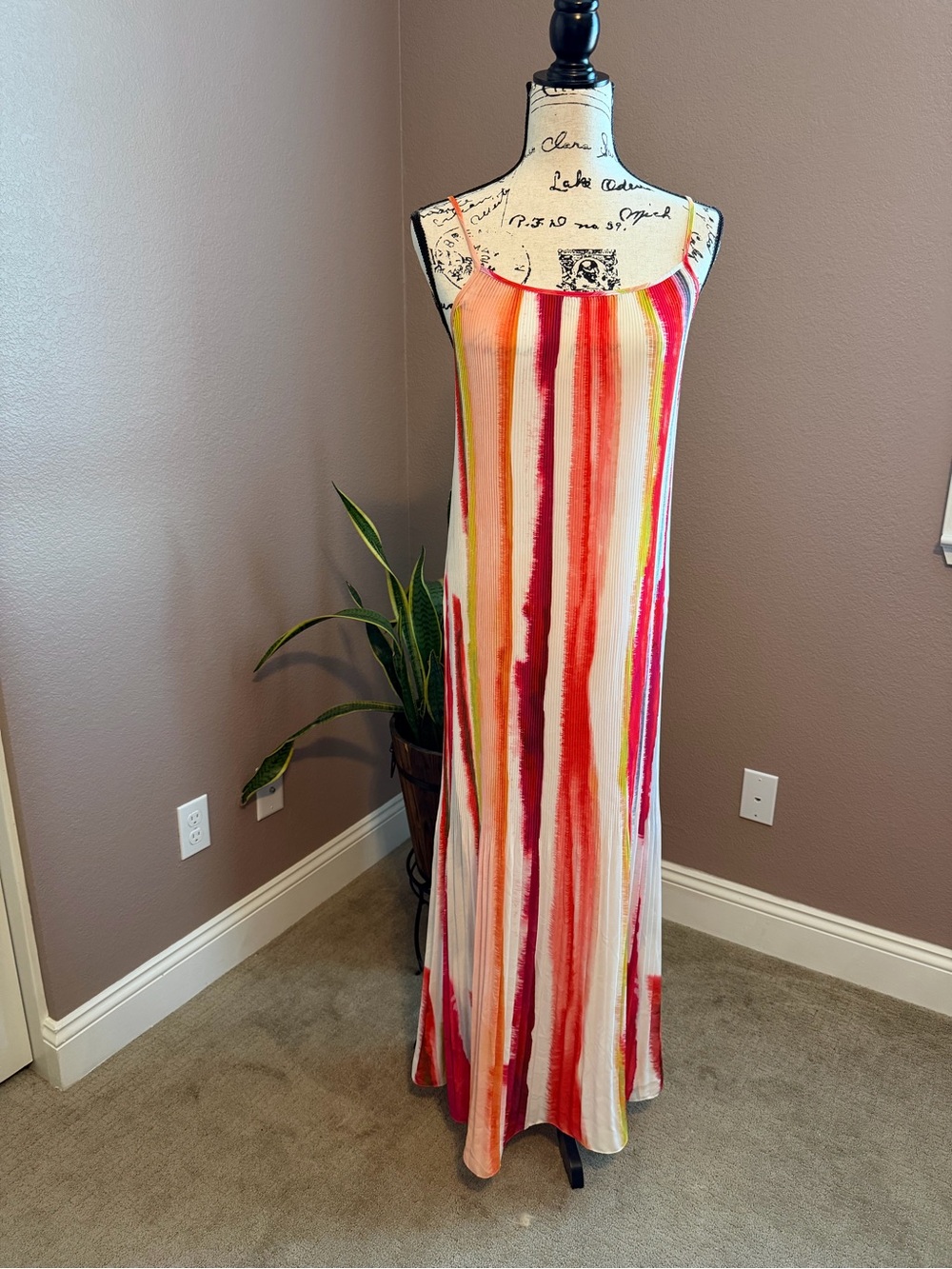 BB Dakota Striped Maxi Dress in Red, Pink, Yellow